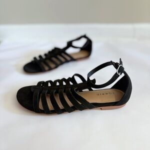 Torrid Women 9W Black Suede Strappy Gladiator Sandals Wide Boho Chic Summer